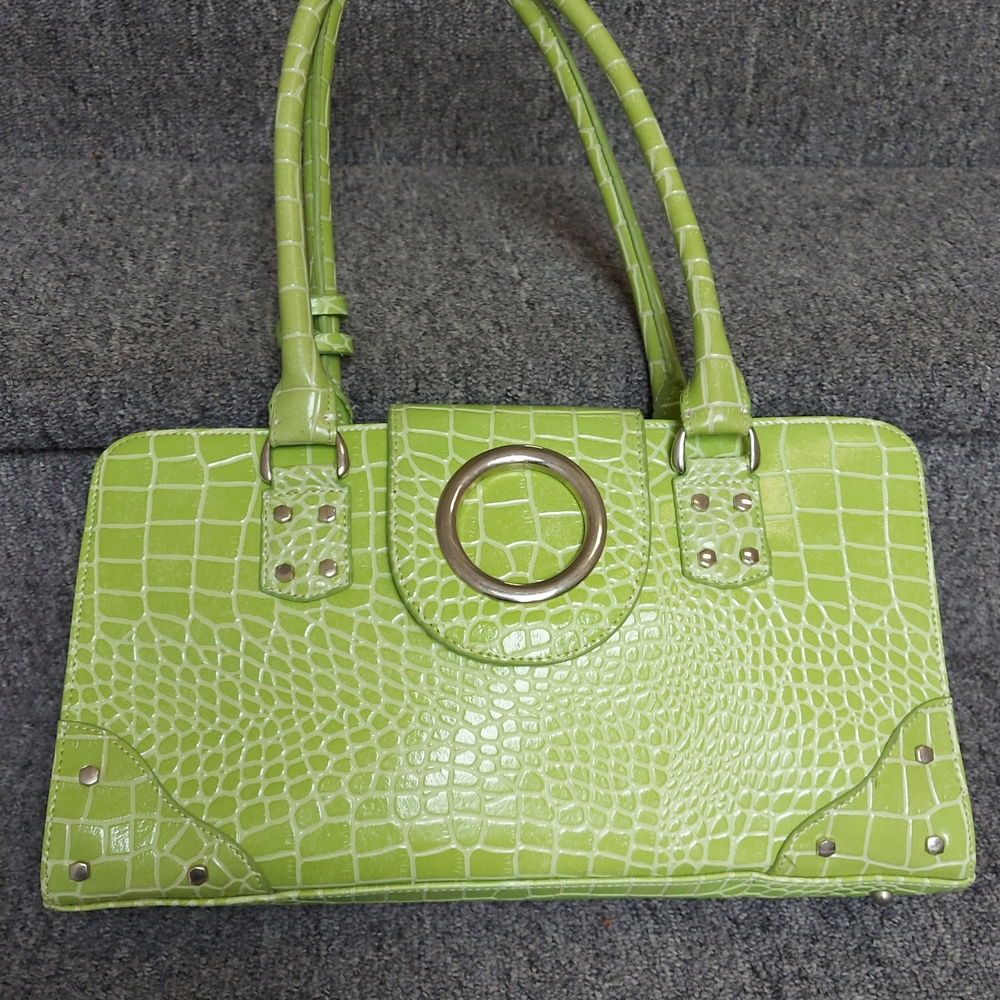 Green Crocodile Pattern Shoulder Bag
